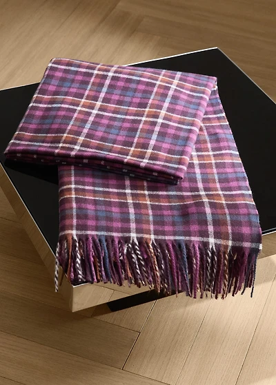 Soft fringed check blanket