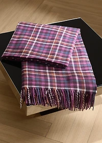 Soft fringed check blanket