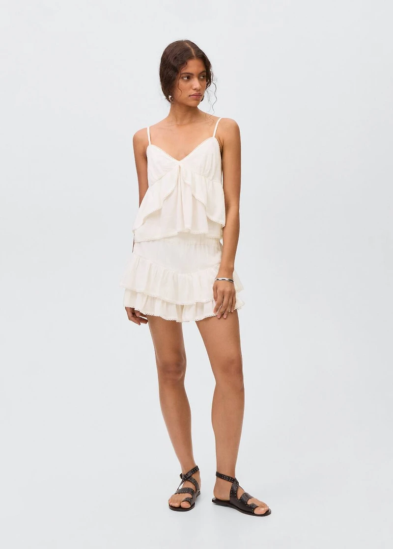 Ruffle top with lace detail