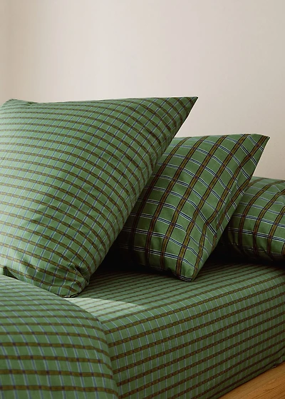 Percale cotton pillowcase with checked print 50x75 cm