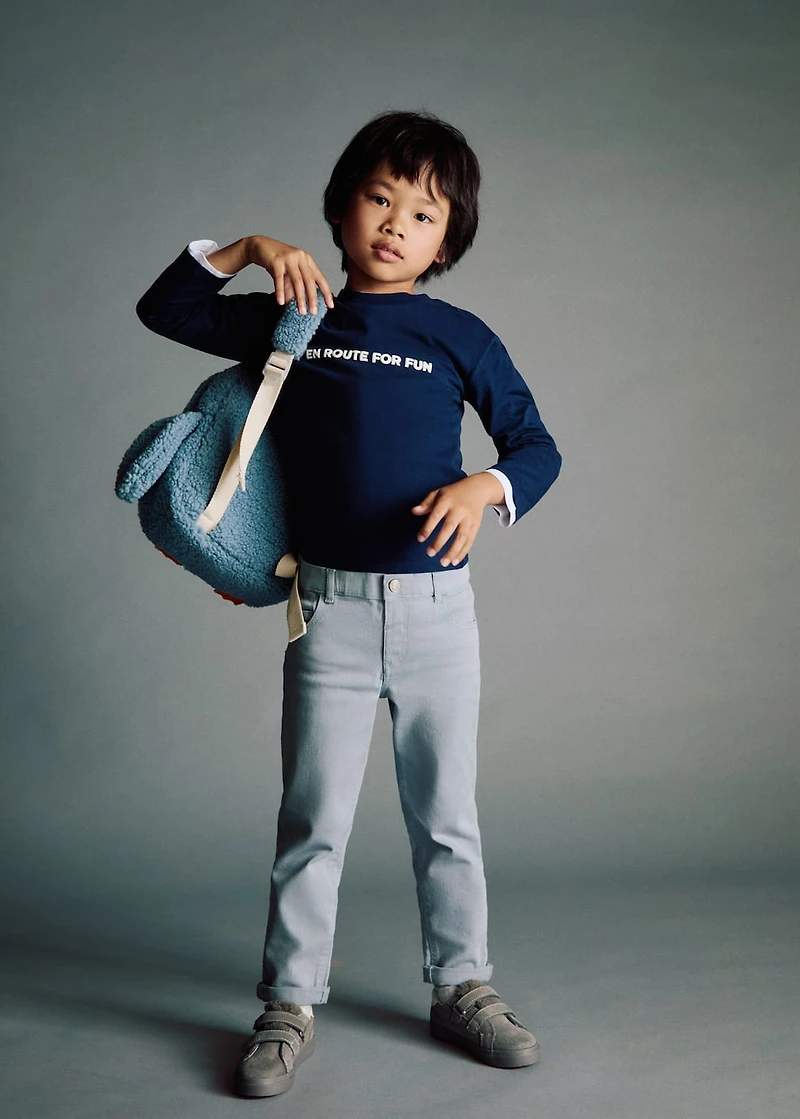 Turned-up straight jeans
