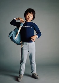 Turned-up straight jeans