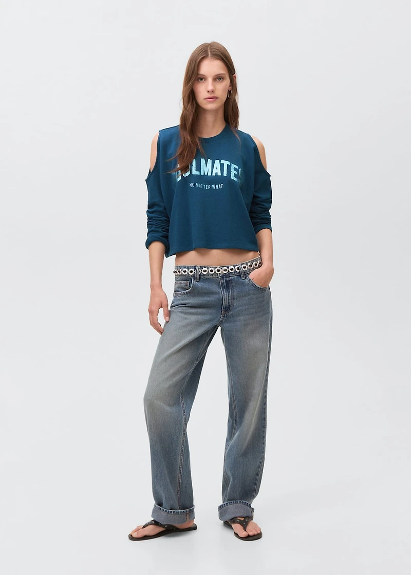 Printed sweatshirt with cut-out