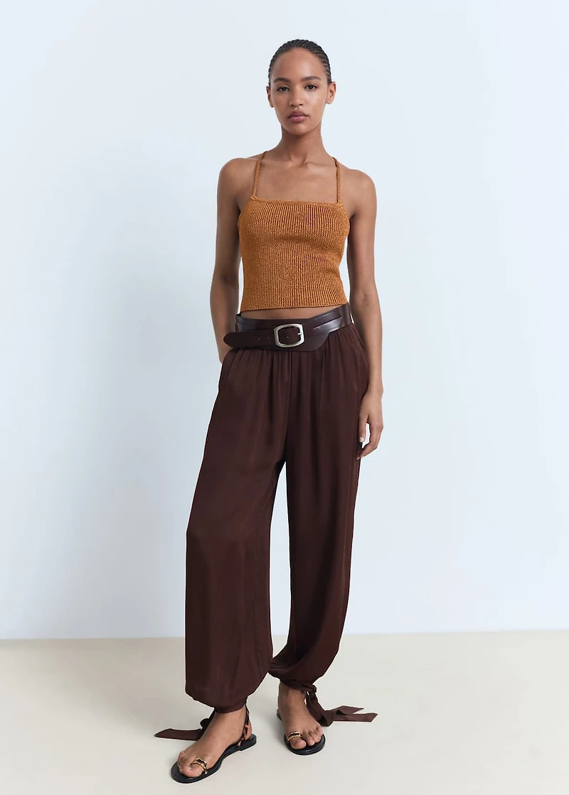 Lurex knitted top with crossed back