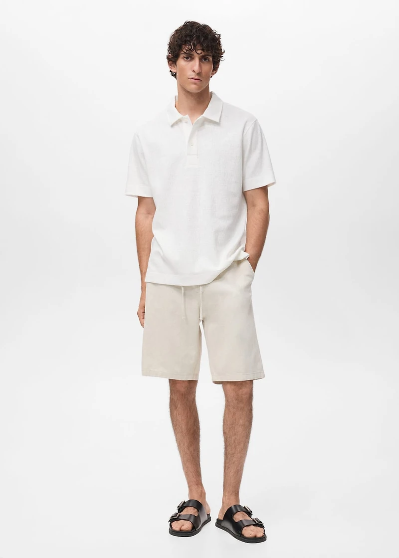 Structured knitted polo shirt
