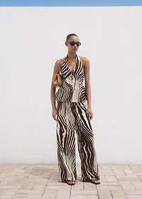 Zebra-print linen pants
