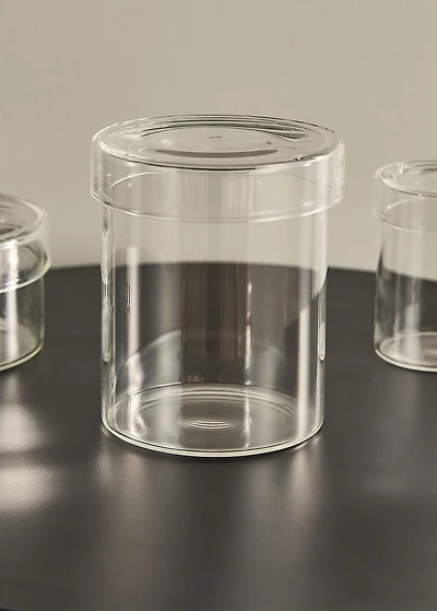 Large borosilicate bathroom jar with lid