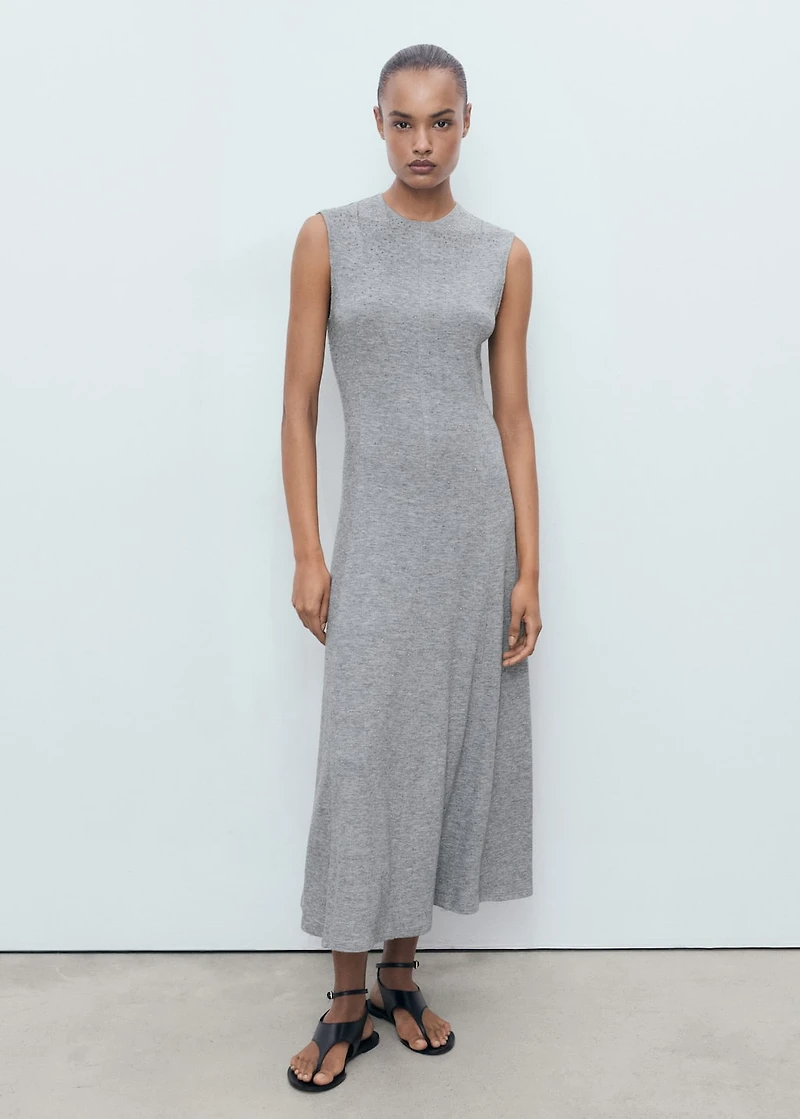 Dress with rhinestone seam