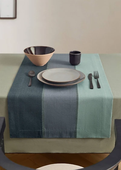 Cotton striped table runner various colors