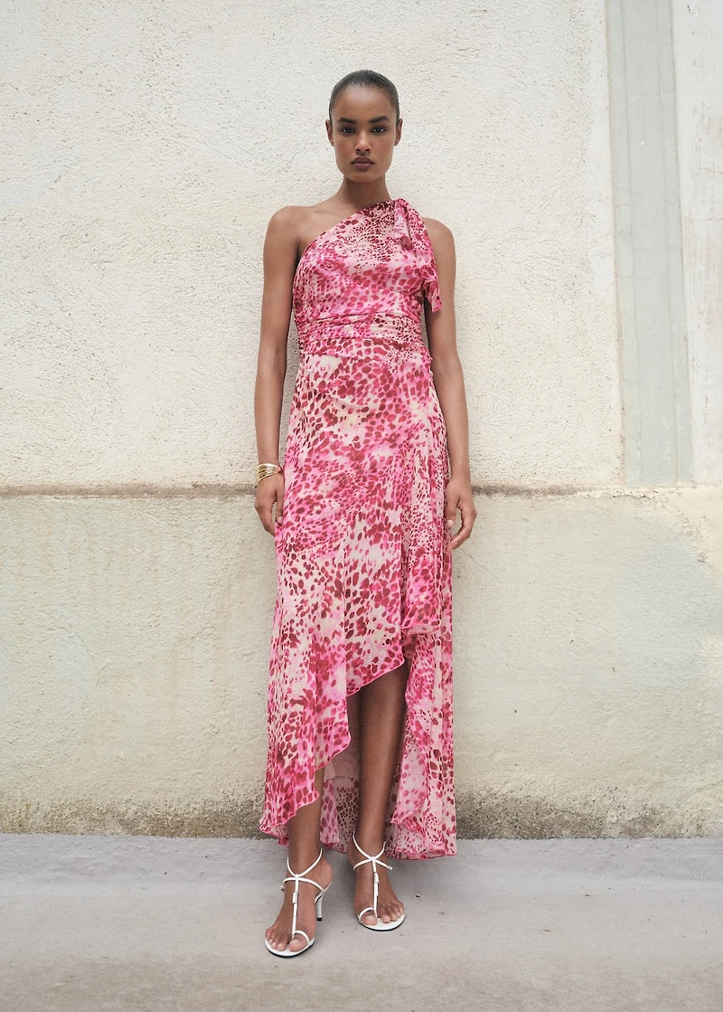 Asymmetrical animal-print dress