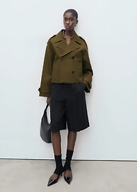 Oversized short double-breasted trench coat