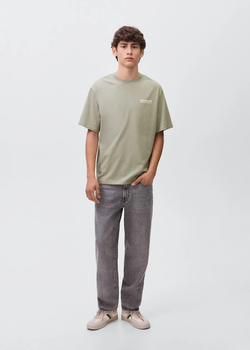 Printed cotton-blend t-shirt