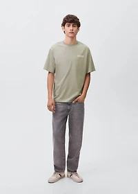 Printed cotton-blend t-shirt
