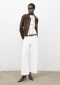 Openwork sweater with perkins collar