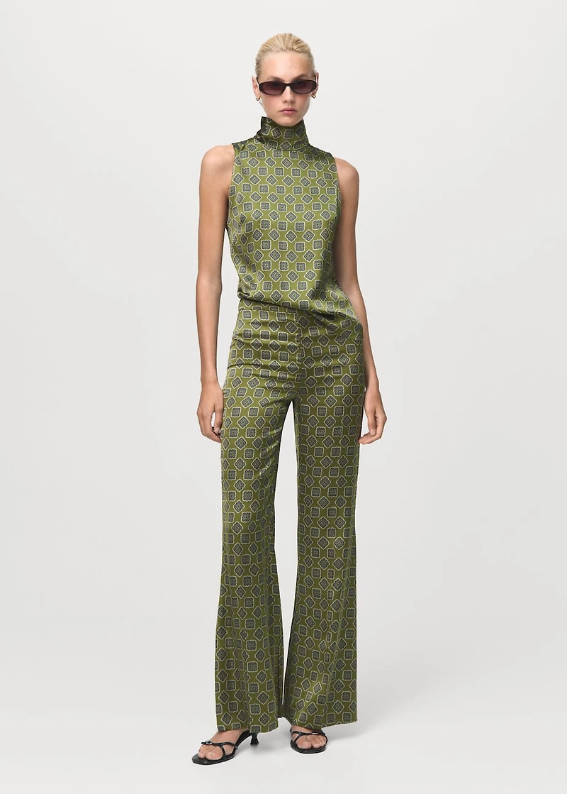 Geometric-print satin pants