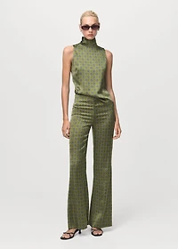 Geometric-print satin pants