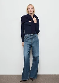 Wide-leg studded jeans