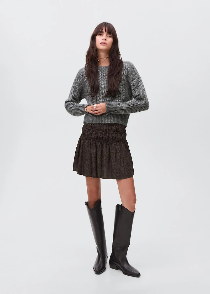 Leopard-print gathered skirt