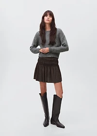 Leopard-print gathered skirt
