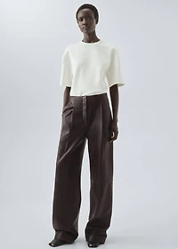 100% leather straight-leg pants