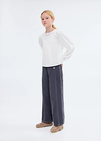 Blouse with lace trim details