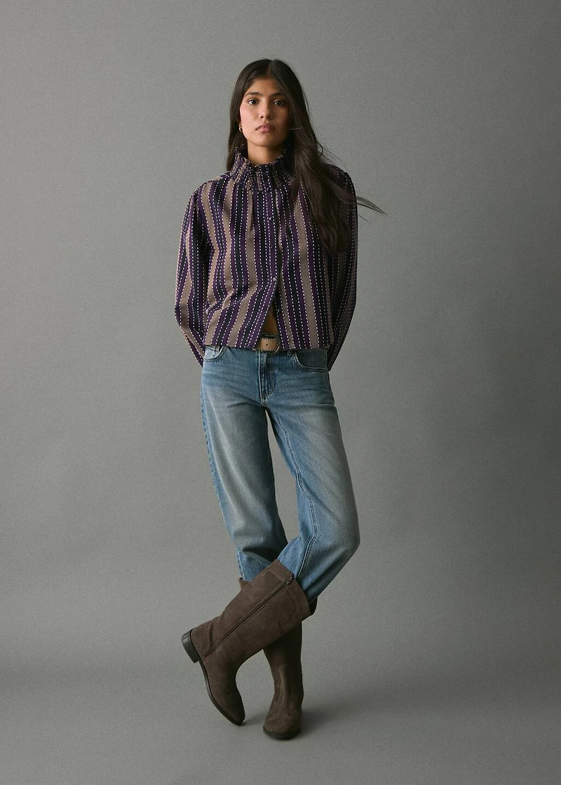 Striped blouse with embroidered details