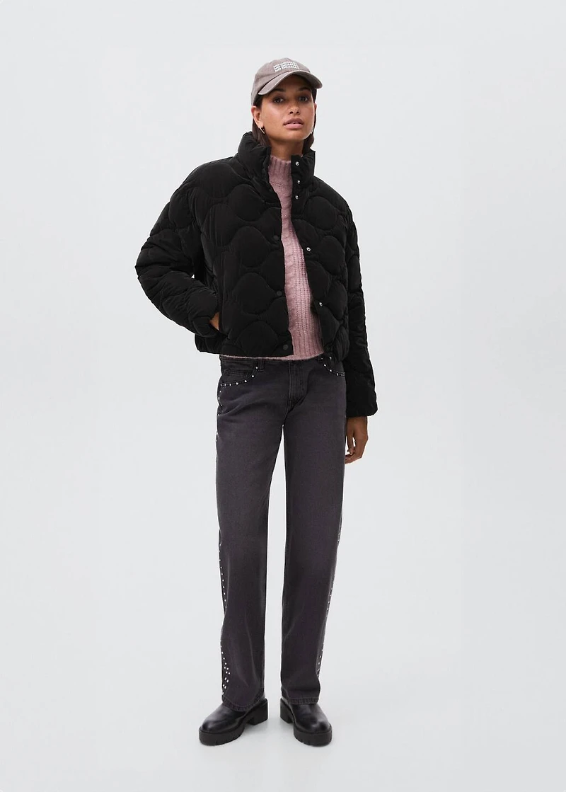 Waxed-effect padded anorak