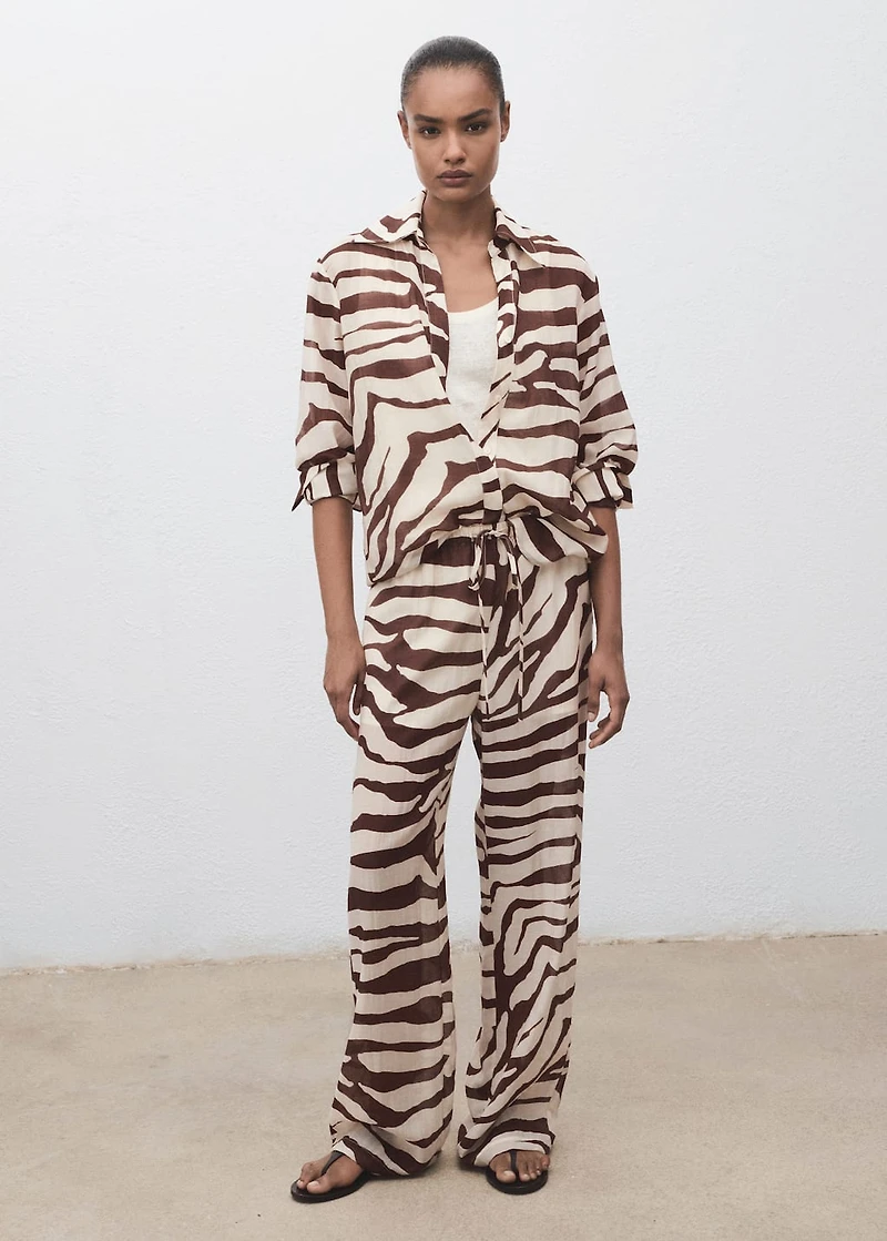 Zebra-print fluid pants