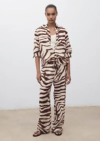 Zebra-print fluid pants