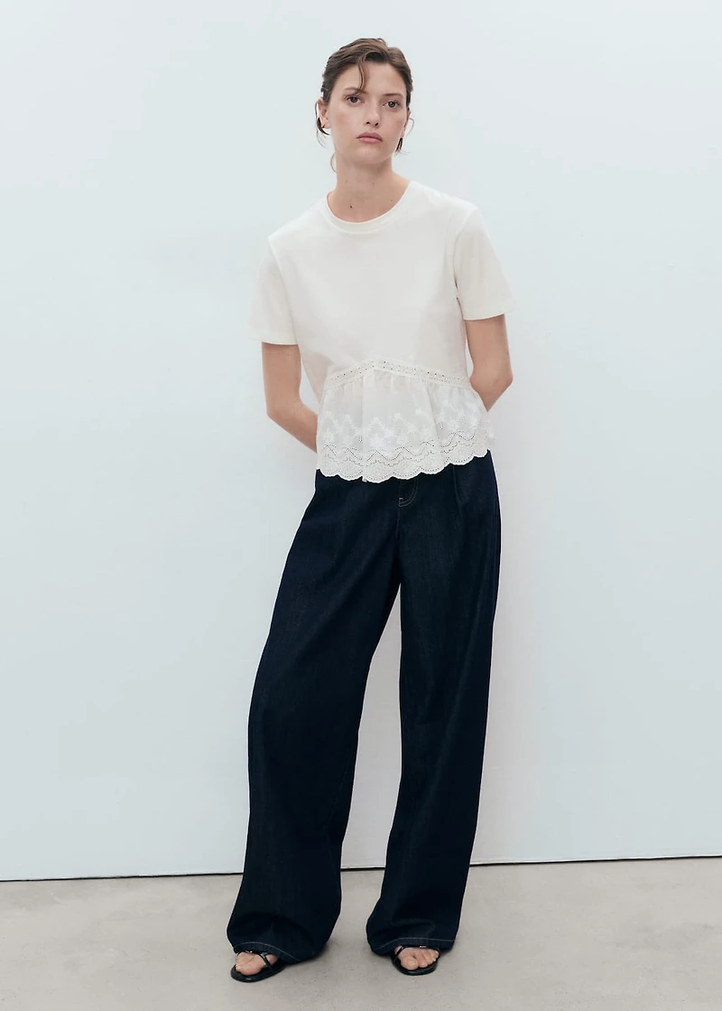 Embroidered ruffle t-shirt