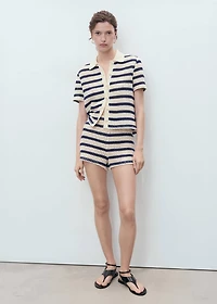 Striped crochet shorts