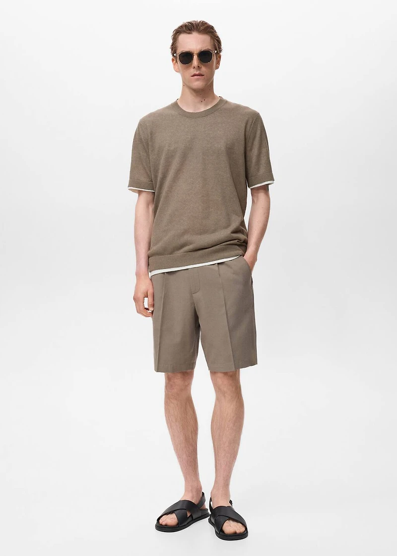 Contrasting cotton-blend T-shirt
