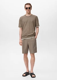 Contrasting cotton-blend T-shirt