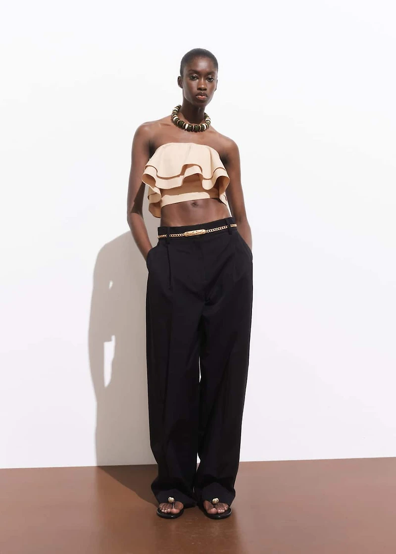 Strapless top with ruffles