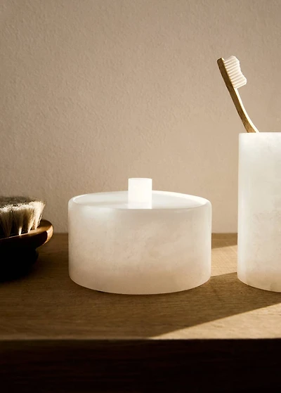 Alabaster bathroom jar