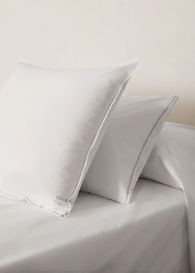 Washed cotton percale pillowcase with zigzag stitching 45x110 cm