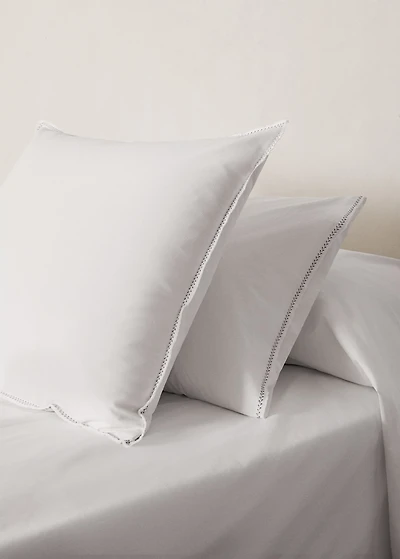 Washed cotton percale pillowcase with zigzag stitching 45x110 cm