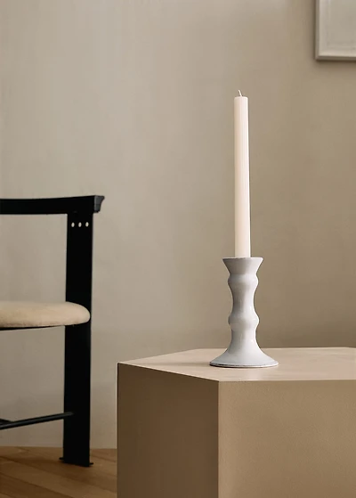 Stoneware candelabra with glossy finish