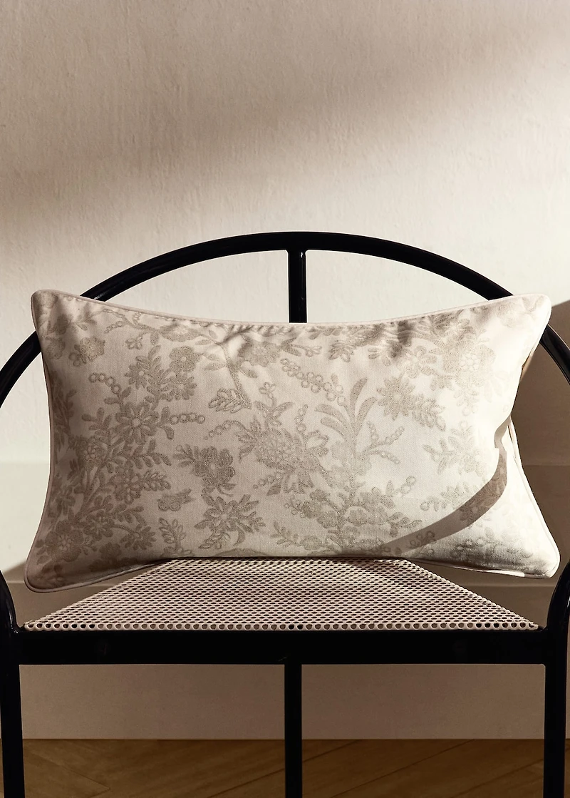 100% cotton floral-print cushion cover 30x50cm