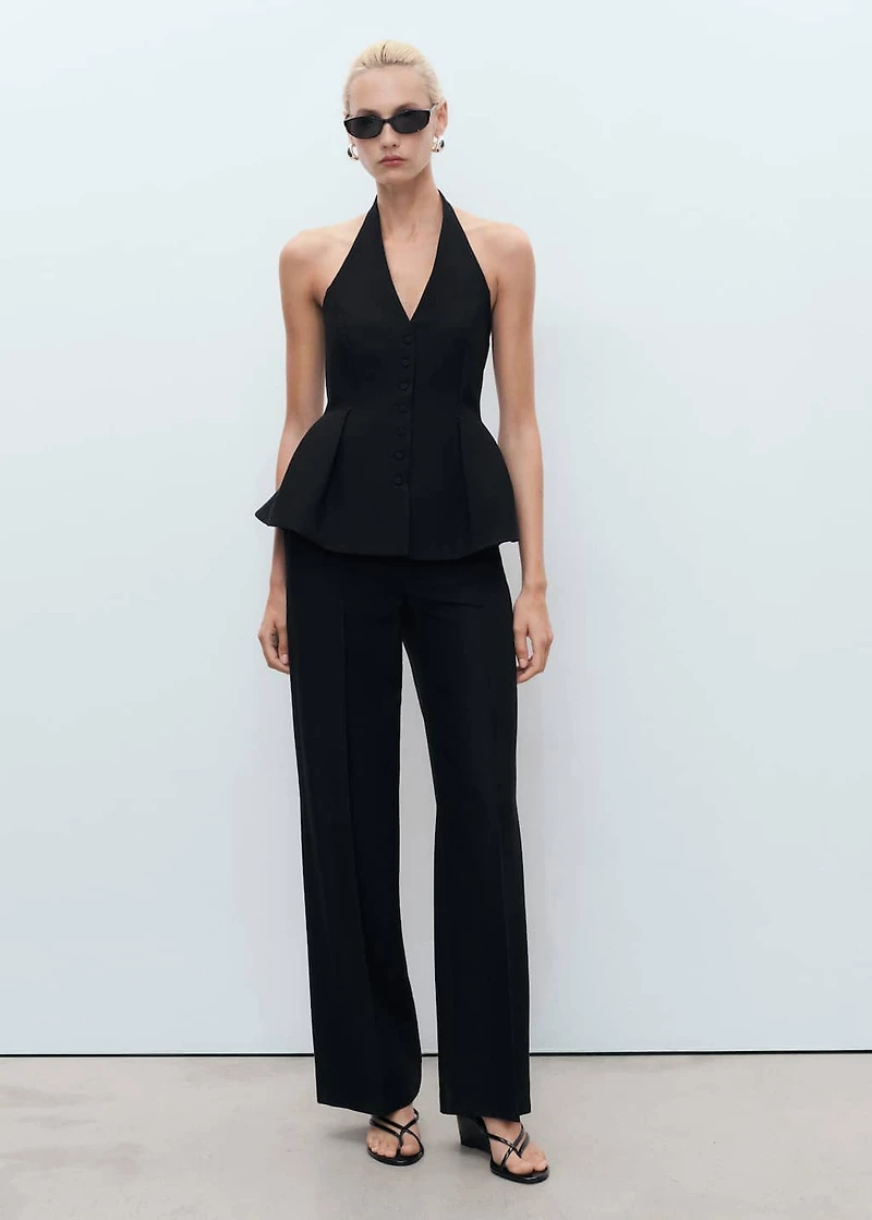 Halter-neck peplum vest