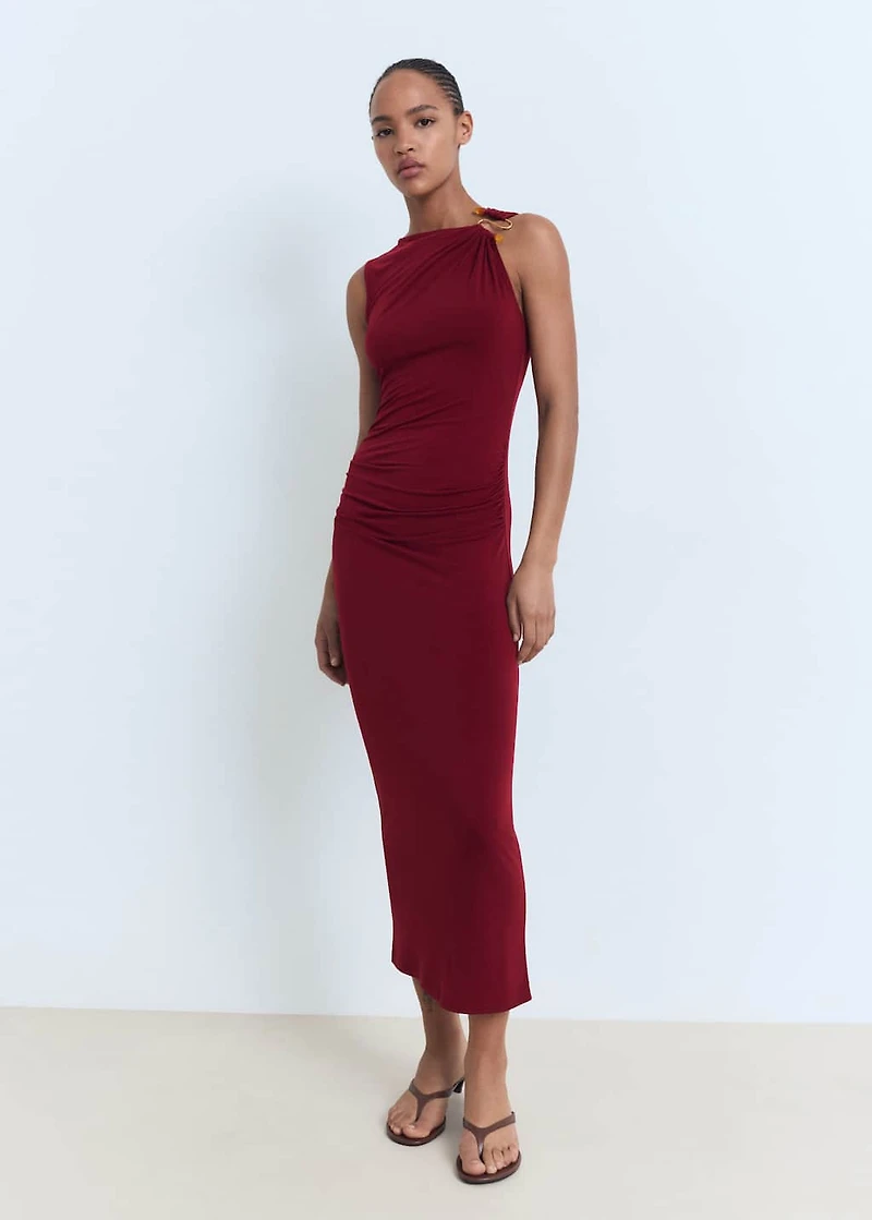 Draped dress with jewel detail