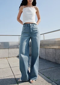 Mid-rise straight jeans