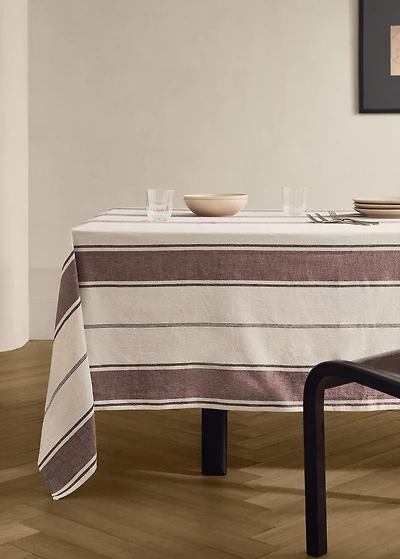 Cotton striped tablecloth for 2 to 4 diners