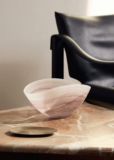 Alabaster-effect decorative glass bowl