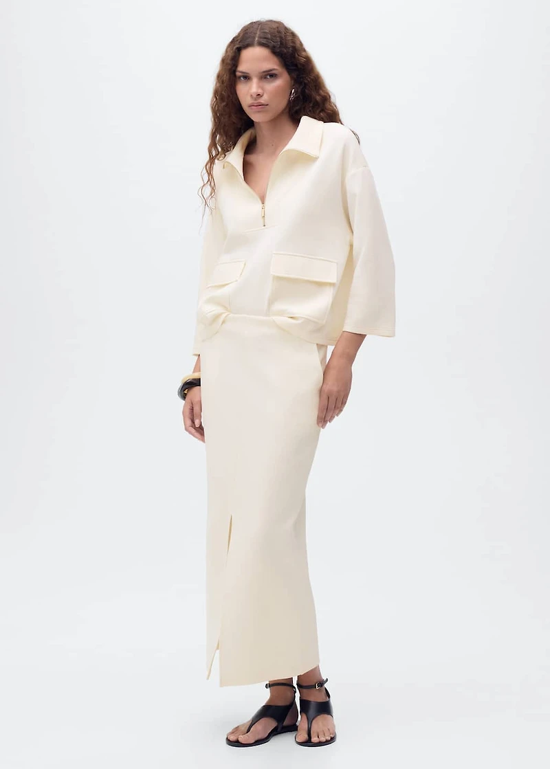 Three-quarter sleeve jacket with pockets