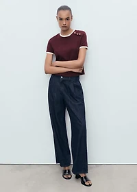 Buttoned cotton T-shirt