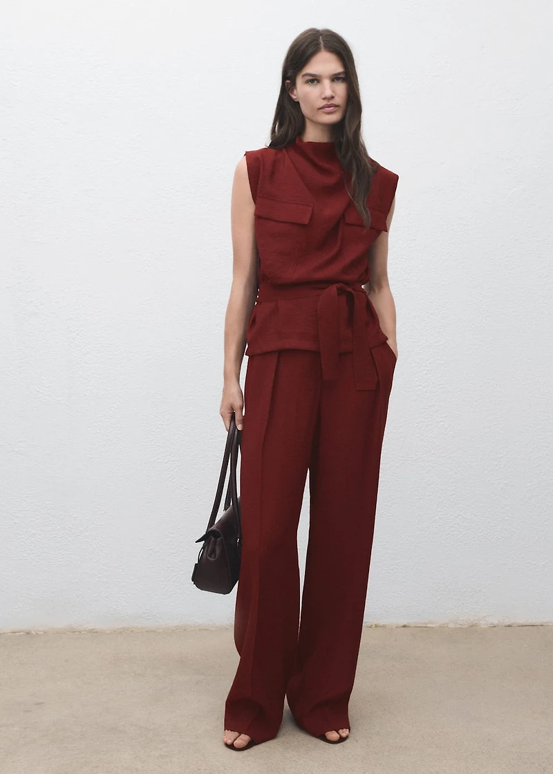Straight-fit pleated pants