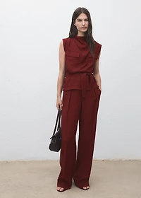 Straight-fit pleated pants