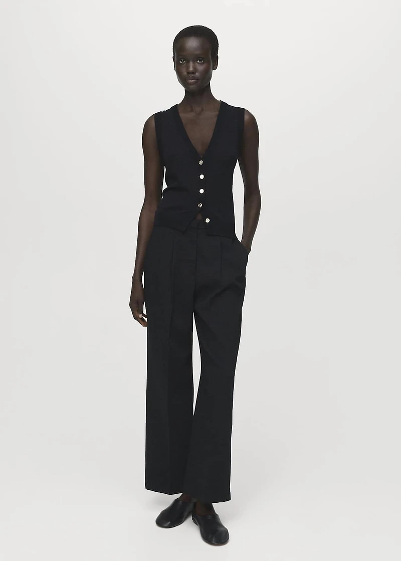 Straight-fit pleated pants