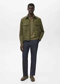Ribbed knit polo shirt